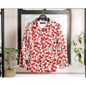 Dolce & Gabbana Vintage Red Cherry Print Silk Windbreaker Jacket (IT38)